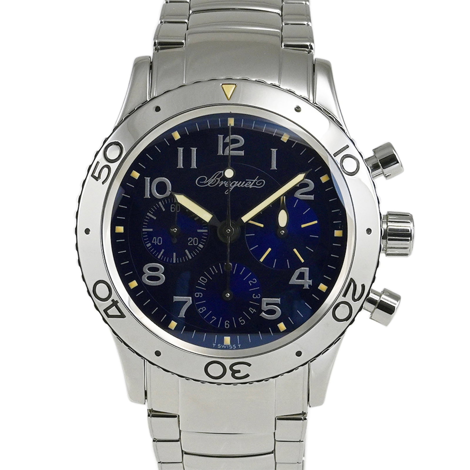 Wristwatch Breguet: Wristwatch Breguet Stainless steel case and band, the Breguet Aeronavale 3807ST/J2/SW9 wristwatch boasts a sleek 39mm diameter and 14.5mm thickness, perfect for a secure fit on wrists up to 19.5cm. Th