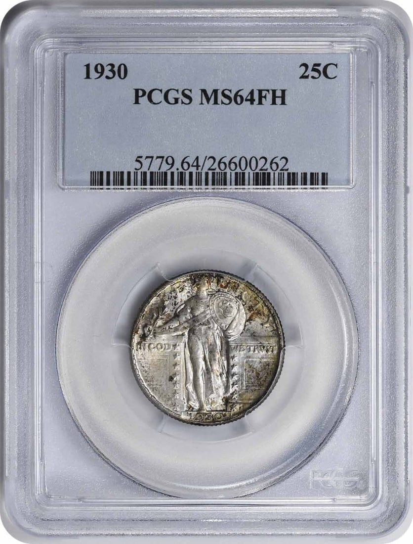 1930 Standing Liberty Silver Quarter MS64FH PCGS: 1930 Standing Liberty Silver Quarter MS64FH PCGS The 1930 Standing Liberty Silver Quarter MS64FH PCGS is a highly detailed and well-preserved coin, certified by the PCGS as being in Uncirculated condi
