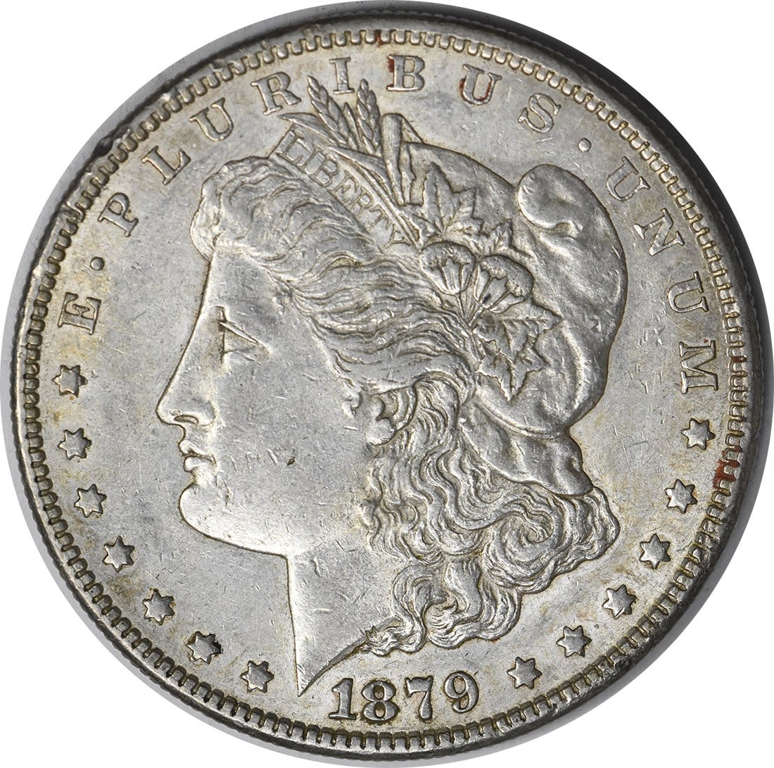 Morgan Silver Dollar 1879-S Reverse Common 1878 AU: Morgan Silver Dollar 1879-S Reverse Common 1878 AU The 1879-S Morgan Silver Dollar features a distinctive reverse design, a hallmark of the San Francisco Mint. Certified as an AU coin, this circulated