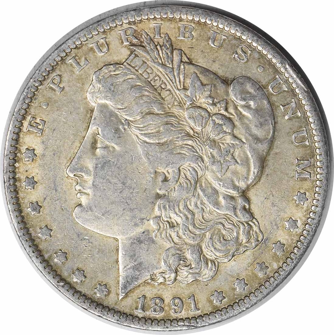 Morgan Silver Dollar 1891 AU Uncertified: Morgan Silver Dollar 1891 AU Uncertified The 1891 Morgan Silver Dollar is a circulated coin with a rich history, featuring George T. Morgan's iconic design and a reeded edge. Made from 90% silver and 