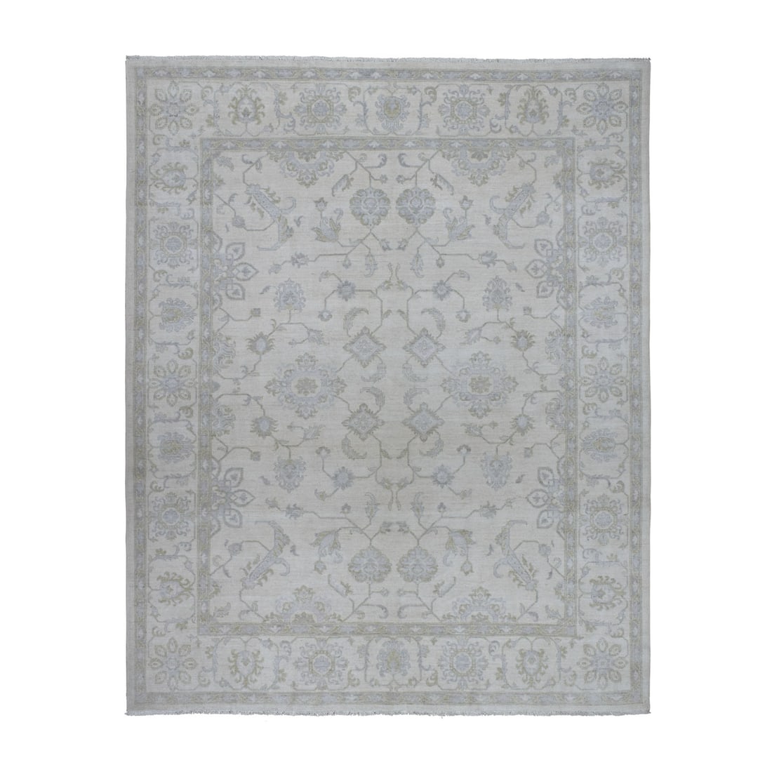 Rug Peshawar Hand Knotted Natural Wool Out 8'5"x9'7: Rug Peshawar Hand Knotted Natural Wool Out 8'5"x9'7 The Peshawar Hand Knotted Natural Wool Rug boasts a stunning ivory field with intricate regional design, showcasing the rich cultural heritage of Af