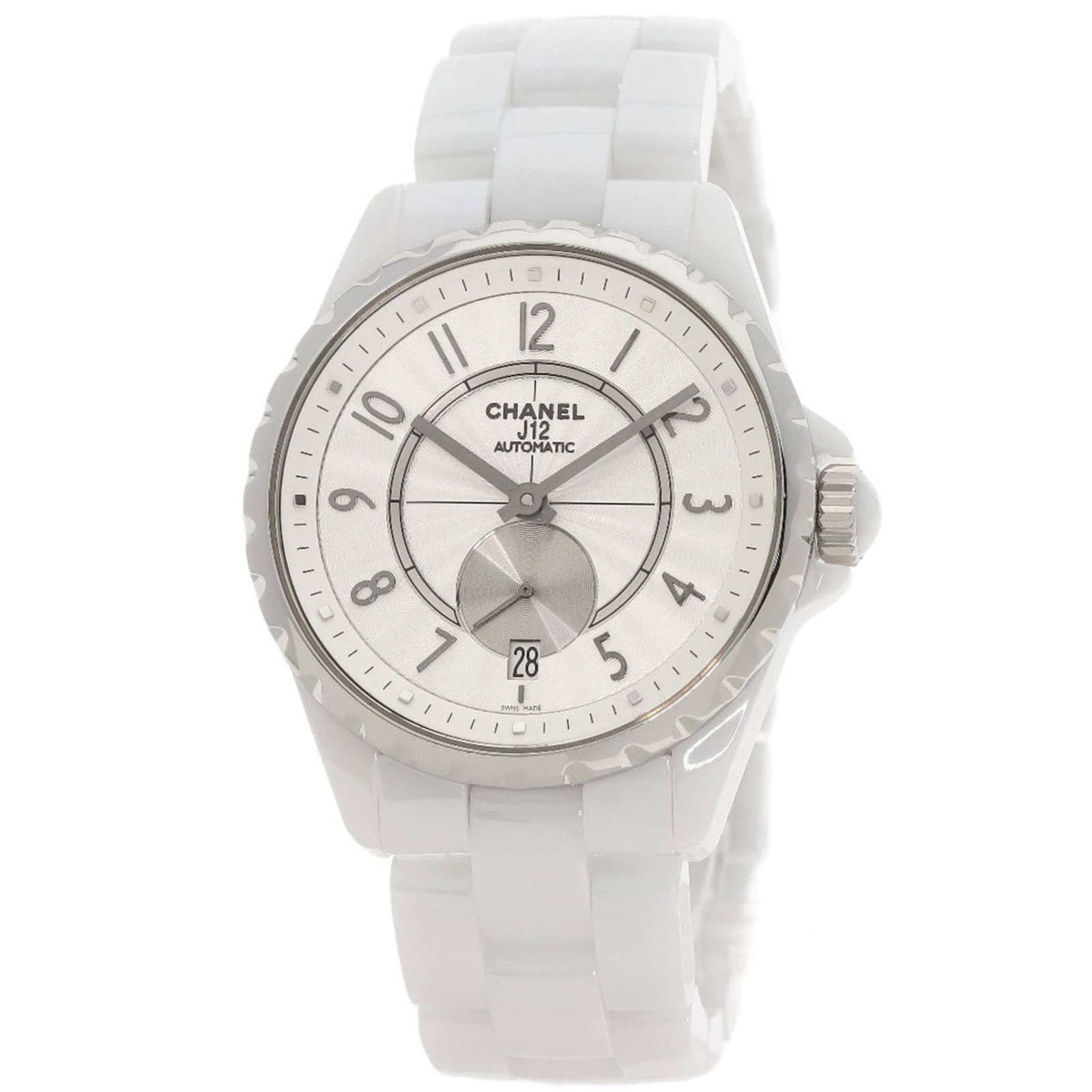 Chanel Wristwatch: Chanel Wristwatch Ceramic case and band make this Chanel J12 wristwatch a sleek and modern accessory. With a self-winding automatic movement and water resistance up to 100m, it's designed to keep pace