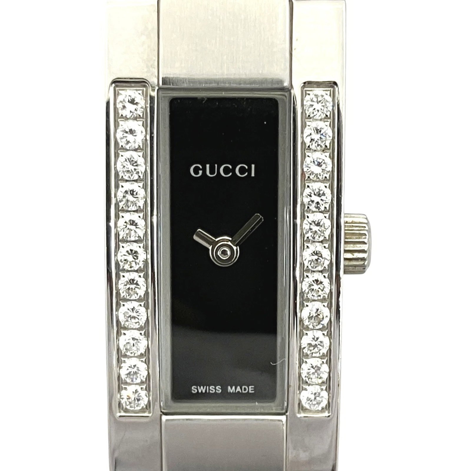 Gucci Wristwatch: Gucci Wristwatch Stainless steel case and band, a sleek and modern design, make this Gucci wristwatch a stylish accessory for any occasion. The black dial adds a touch of sophistication, while the qua