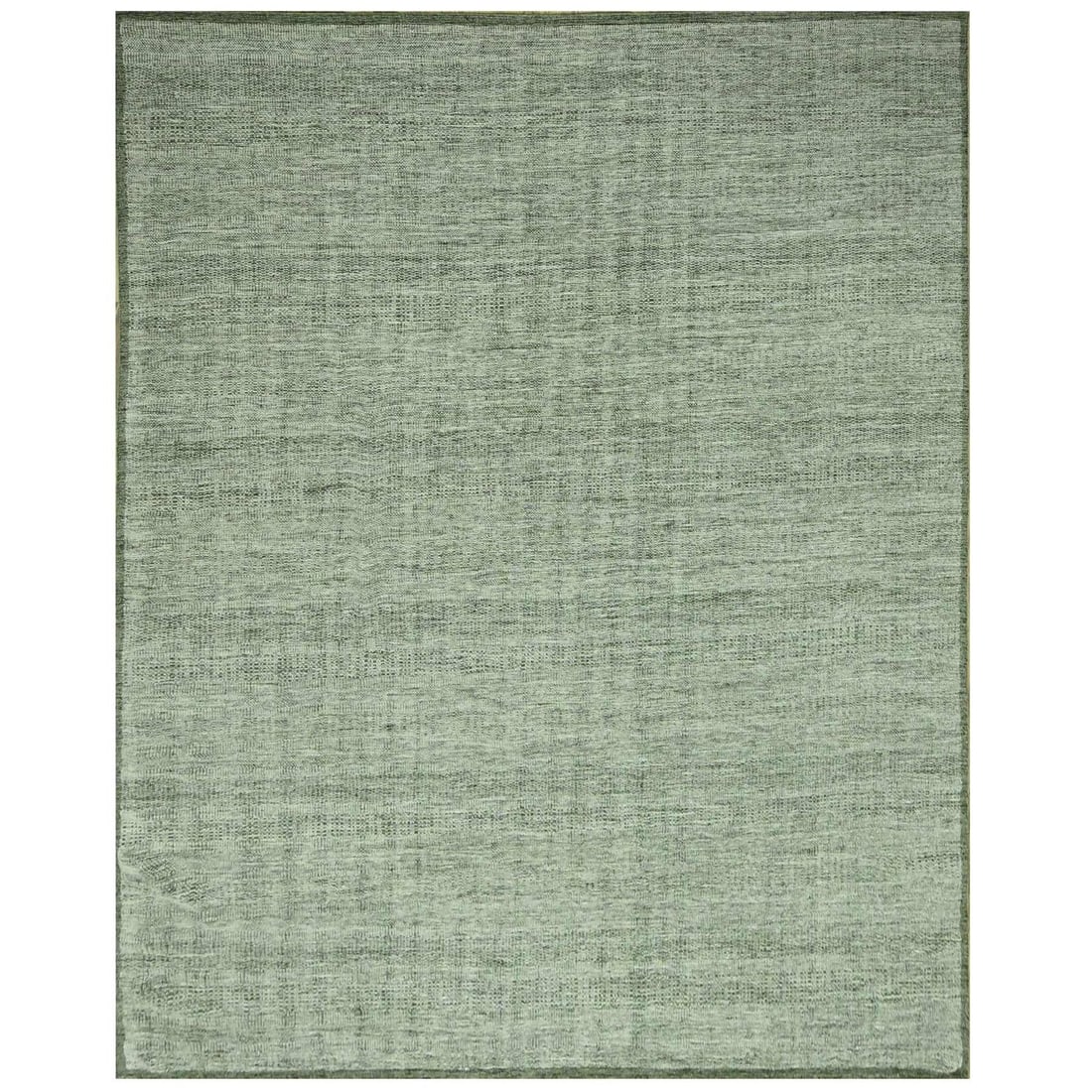 11'10"x14'9" Green Pure Wool XL Rug Distressed Grass Design Hand Knotted: 11'10"x14'9" Green Pure Wool XL Rug Distressed Grass Design Hand Knotted The 11'10"x14'9" Green Pure Wool XL Rug Distressed Grass Design Hand Knotted boasts a unique, modern design with a solid green 
