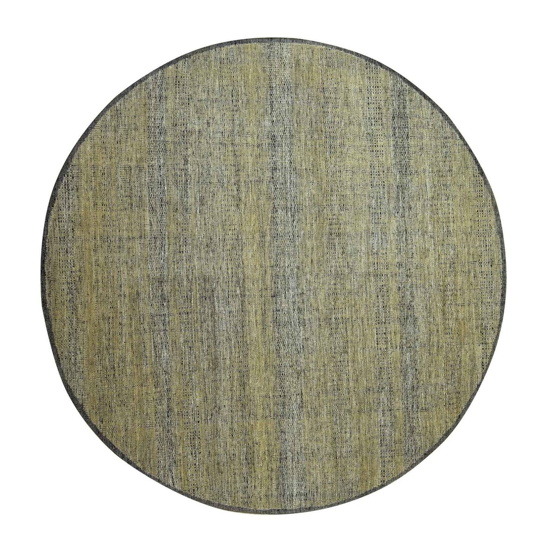Pure Wool Rug Brown Round Hand Knotted Distressed Grass Design: Pure Wool Rug Brown Round Hand Knotted Distressed Grass Design Brown round hand-knotted wool rug with a distressed grass design, adding a touch of modern elegance to any indoor space. Made from 100%