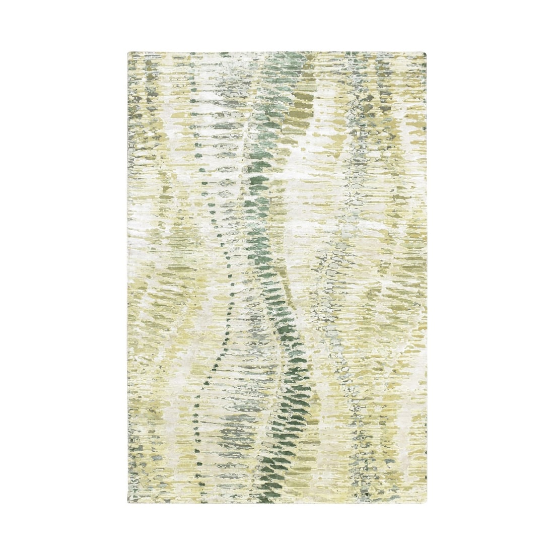 6'1"x9'3" Shades of Green Crocodile Safari Design Silk Hand Knotted Rug (1 of 11)
