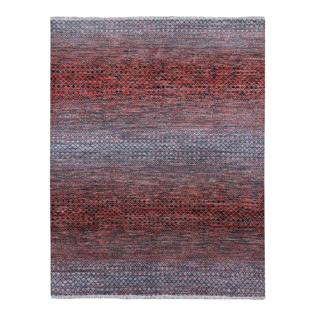 8'x9'10" Red Hand Knotted Chiaroscuro Collection Soft Wool Oriental Rug (1 of 11)