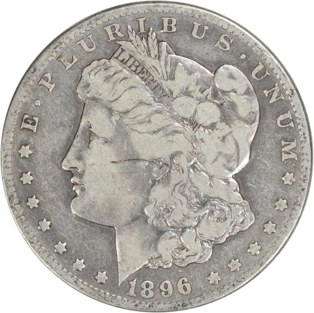 Morgan Silver Dollar 1896-S VF Uncertified: Morgan Silver Dollar 1896-S VF Uncertified The 1896-S Morgan Silver Dollar is a circulated coin with a strong silver content, weighing 26.73 grams and featuring a reeded edge. Certified as Uncertified