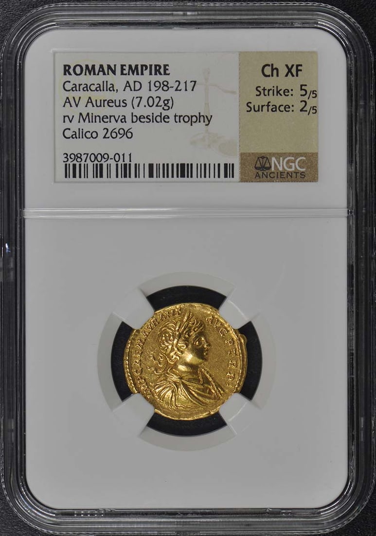 Caracalla, AD 198-217 ROMAN EMPIRE AV Aureus NGC XF45 (1 of 3)