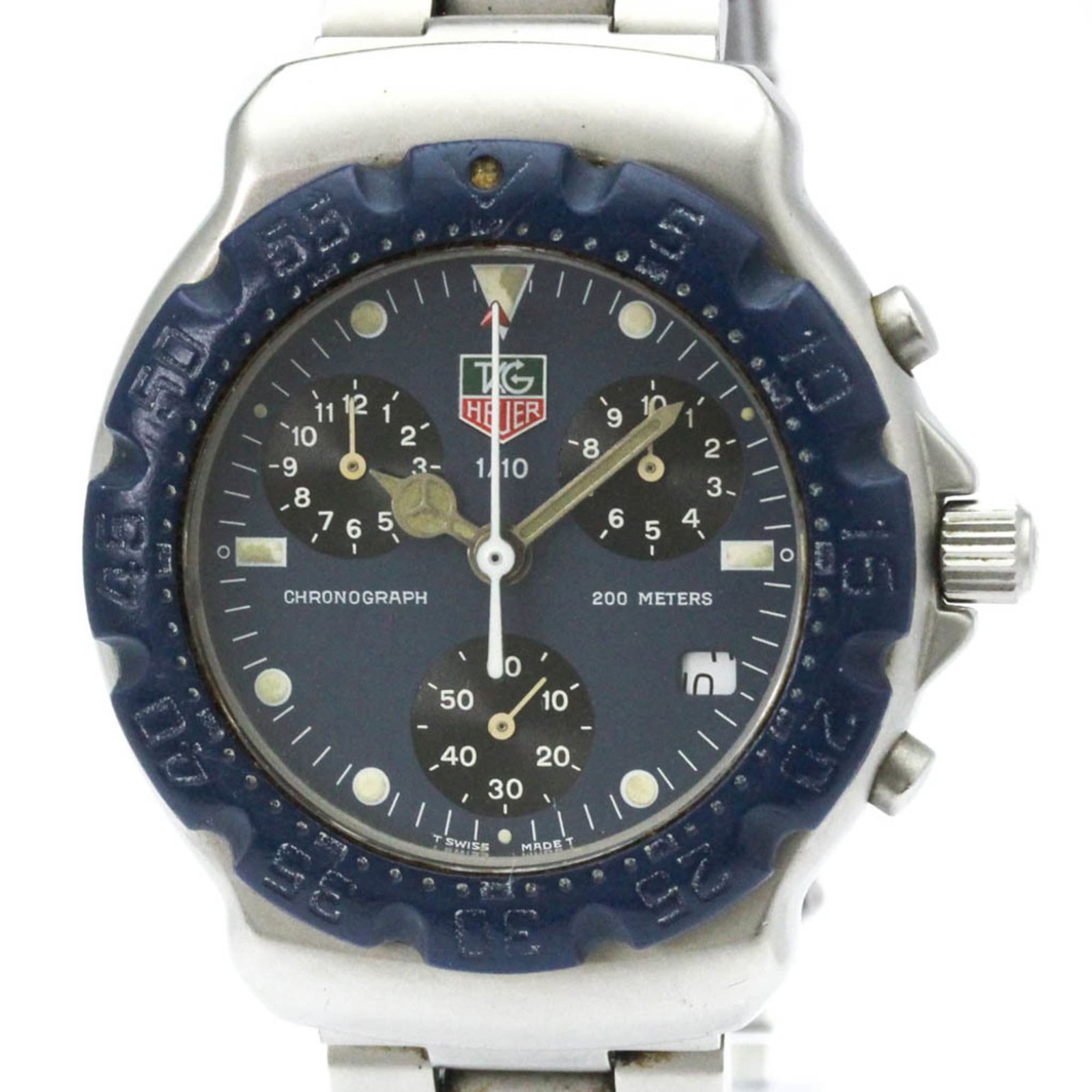Tag Heuer Wristwatch: Tag Heuer Wristwatch Stainless steel case and band, a sleek 38mm design, and a sporty Formula 1 style make this Tag Heuer wristwatch a stylish addition to any collection. The blue dial adds a touch