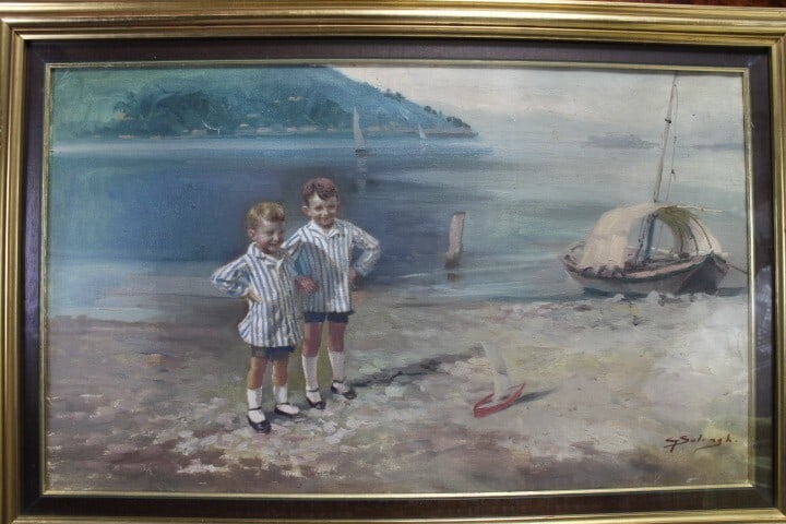 Original Painting Framed Signed Oil on Canvas by Giuseppe Solenghi (1 of 2)