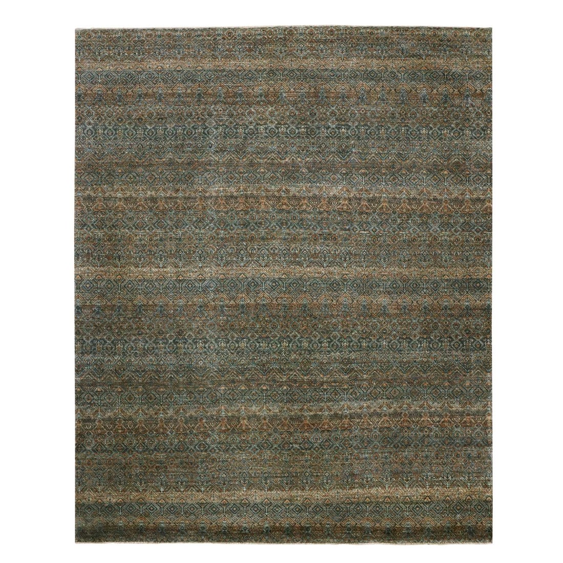 8'1"x10'1" Ochre Brown Soft Wool Hand Knotted Kohinoor Herrita Design Rug: 8'1"x10'1" Ochre Brown Soft Wool Hand Knotted Kohinoor Herrita Design Rug The Ochre Brown Soft Wool Hand Knotted Kohinoor Herrita Design Rug is a stunning example of traditional Indian craftsmanship, 
