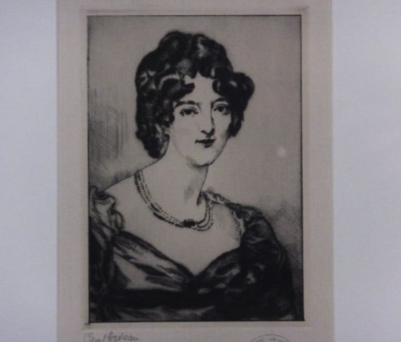 Serveau Signed Drypoint Woman Necklace Portrait Paris (1 of 5)