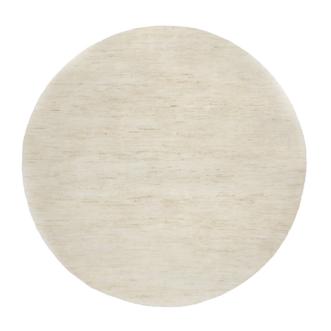 7'x7' White Lori Buft Gabbeh Modern Pure Wool Hand Knotted Round Rug: 7'x7' White Lori Buft Gabbeh Modern Pure Wool Hand Knotted Round Rug This stunning 7'x7' White Lori Buft Gabbeh Modern Pure Wool Hand Knotted Round Rug boasts a striking ivory hue and intricate hand-k