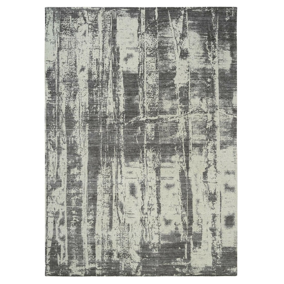 Black Wool Silk Hand Loomed Rug Modern Design Plant Based: Black Wool Silk Hand Loomed Rug Modern Design Plant Based Black Wool Silk Hand Loomed Rug Modern Design Plant Based. This stunning 9'0" x 12'0" rectangular field rug features a modern design in a stri