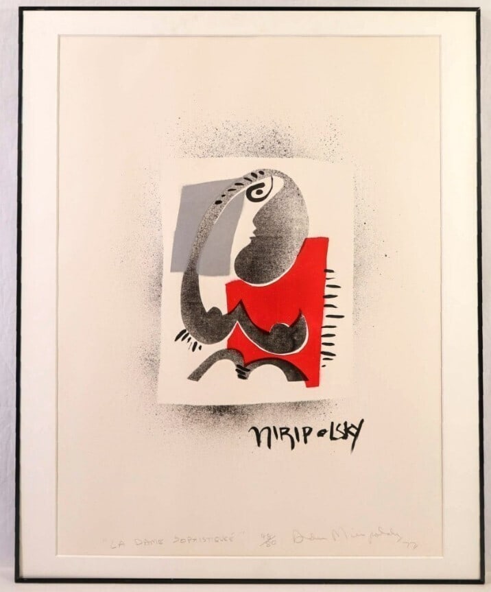 Woman Signed Limited Pop Art Abstract Lithograph 1977 Red (1 of 10)
