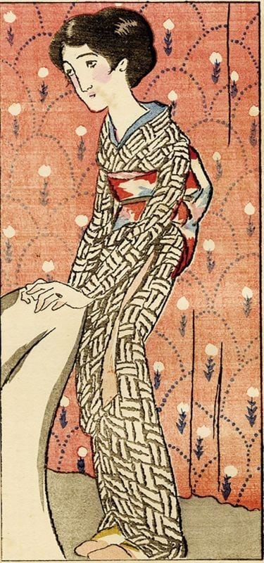 Takehisa Yumeji Woodblock Print Chaise Longue Japanese Taisho Era Art (1 of 1)