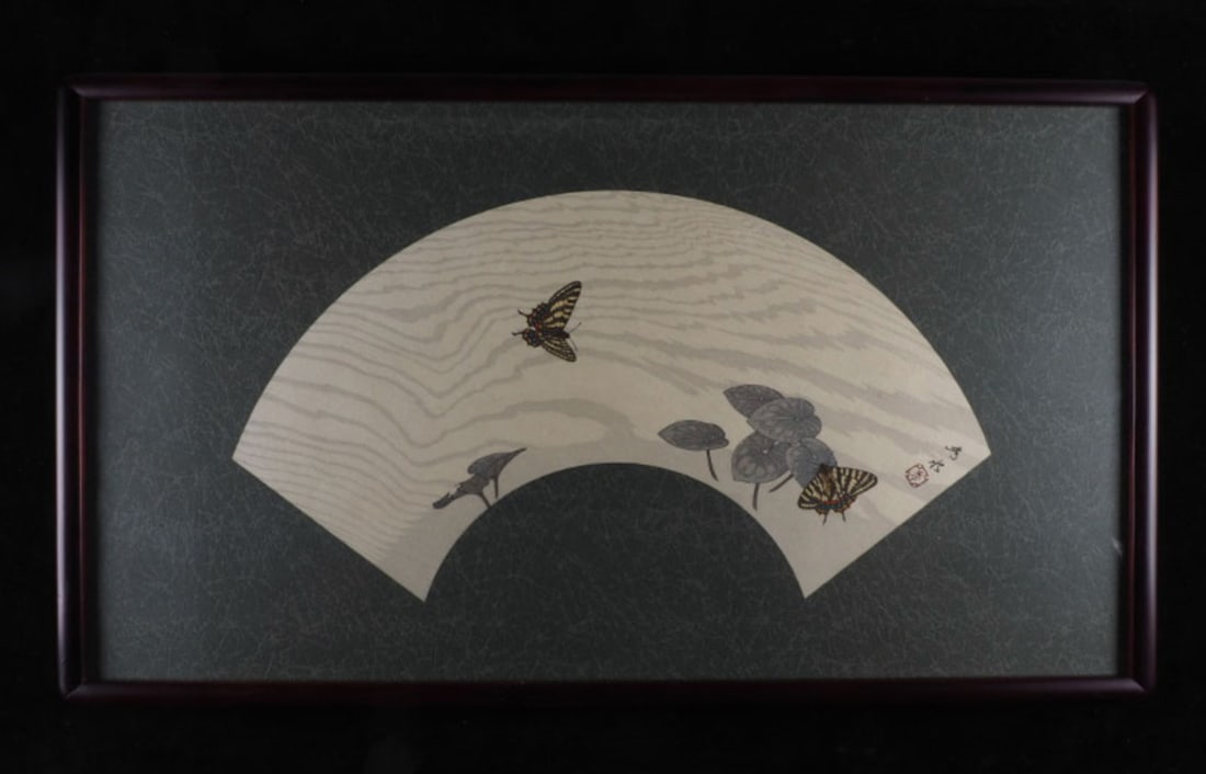 Shusui Taki Twin Butterflies Woodblock Print Fan Shape 14/ 125 Framed 1996: Shusui Taki Twin Butterflies Woodblock Print Fan Shape 14/ 125 Framed 1996 Item Specifics: Unit Of Sale: Single Piece Artist: Shusui Taki (Long Xiu Shui ) Signed By: Shusui Taki Image Orientation: Lan