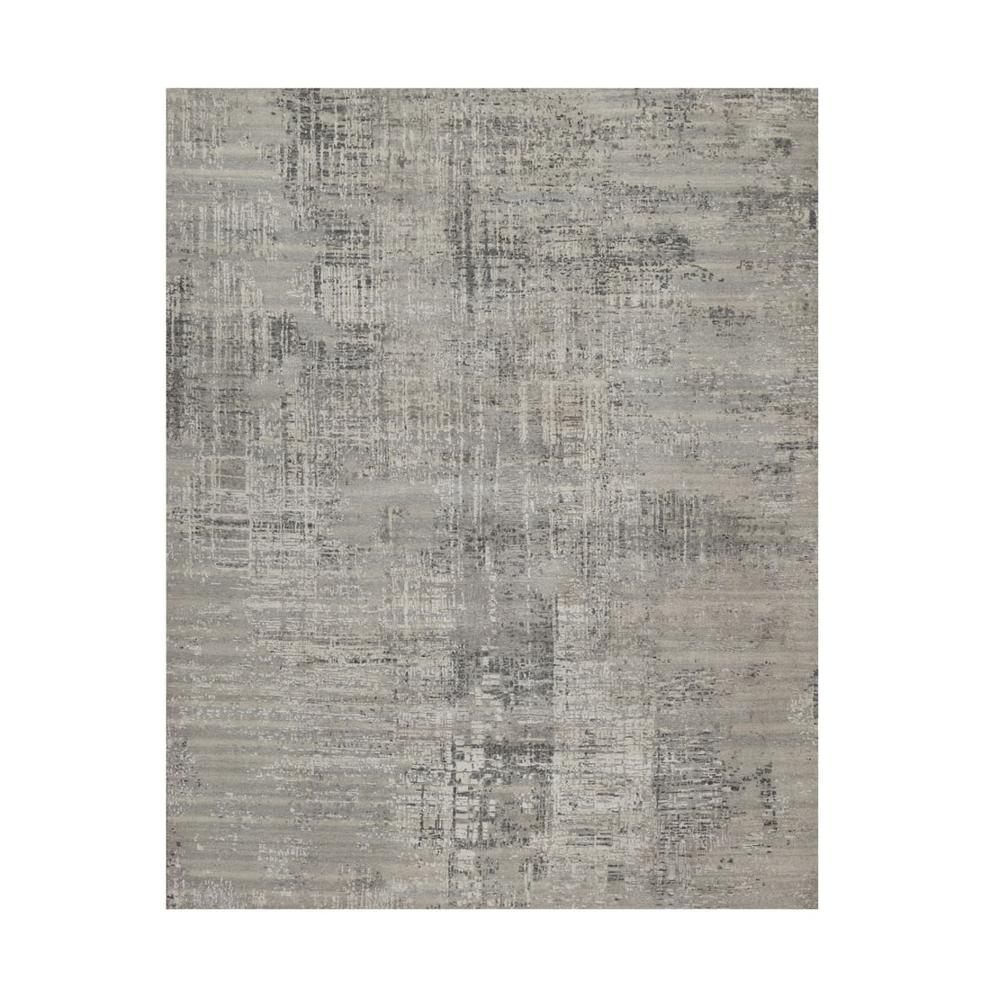 8'2"x10'1" Gray Modern Design Tone on Tone Natural Wool Hand Knotted Rug: 8'2"x10'1" Gray Modern Design Tone on Tone Natural Wool Hand Knotted Rug This stunning 8'2"x10'1" gray modern design tone on tone natural wool hand knotted rug boasts a sleek, rectangular field with a