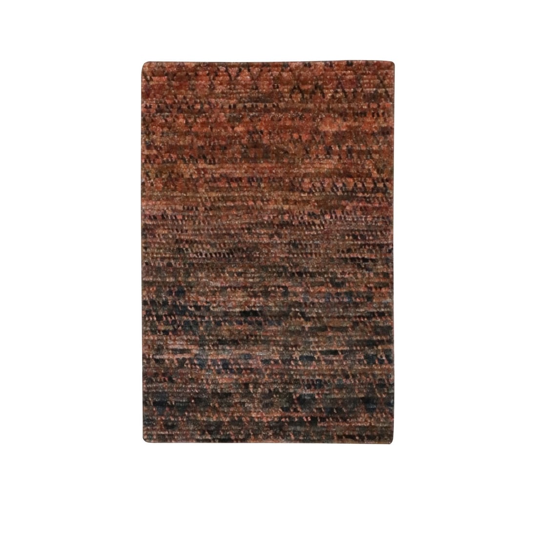 2'x3' Brown Pure Wool Grass Design Modern Hand Knotted Mat Sample Rug: 2'x3' Brown Pure Wool Grass Design Modern Hand Knotted Mat Sample Rug Hand-knotted in pure wool, this 2'x3' modern rug boasts a striking brown grass design. Made from cotton foundation and featuring a