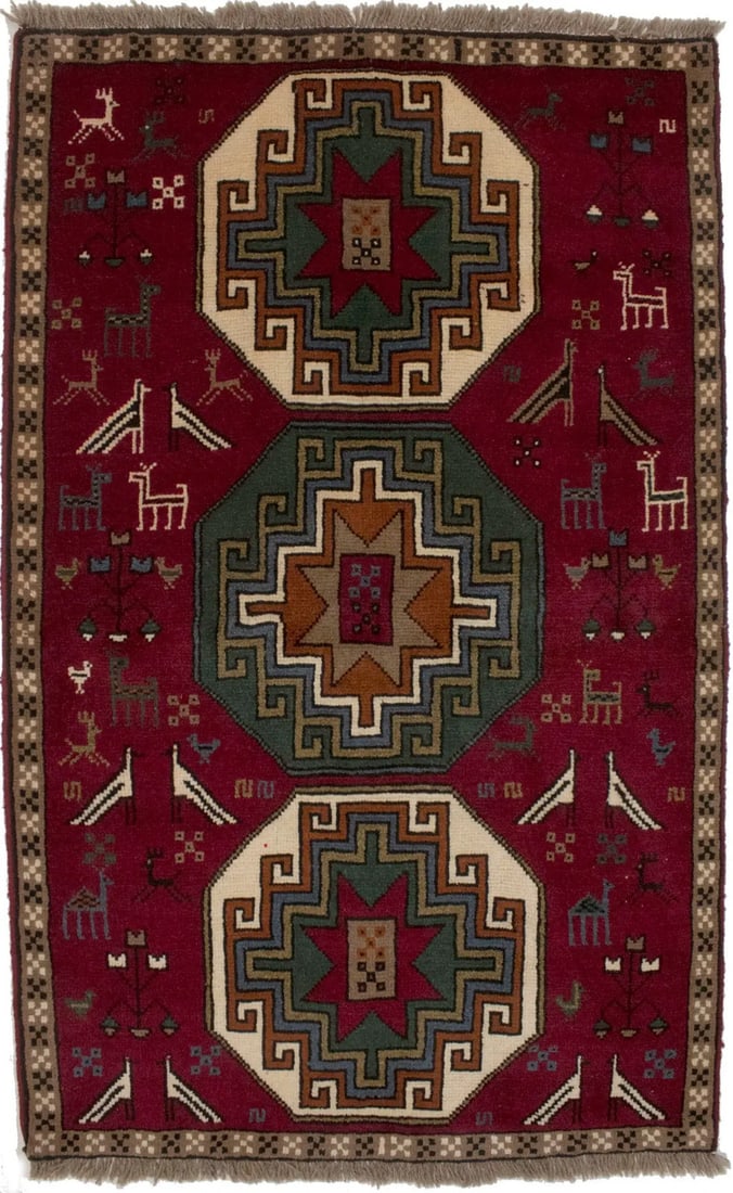 4X6 Handmade Oriental Rug Birds Design Foyer Size Kitchen Farmhouse Carpet Hand-Knotted: 4X6 Handmade Oriental Rug Birds Design Foyer Size Kitchen Farmhouse Carpet Hand-Knotted Hand-knotted in wool, this 4x6 handmade Oriental rug boasts a vibrant birds design in a modern tribal style. Wit