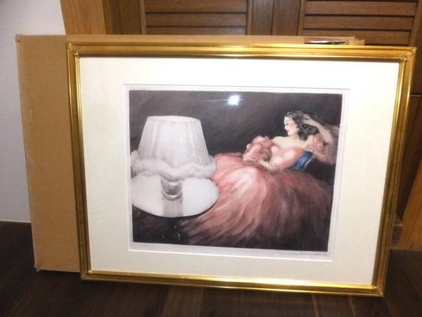 Louis Icart Large Hand Signed Colored Etching 1948 Framed Art Deco 27x29 inch (1 of 5)