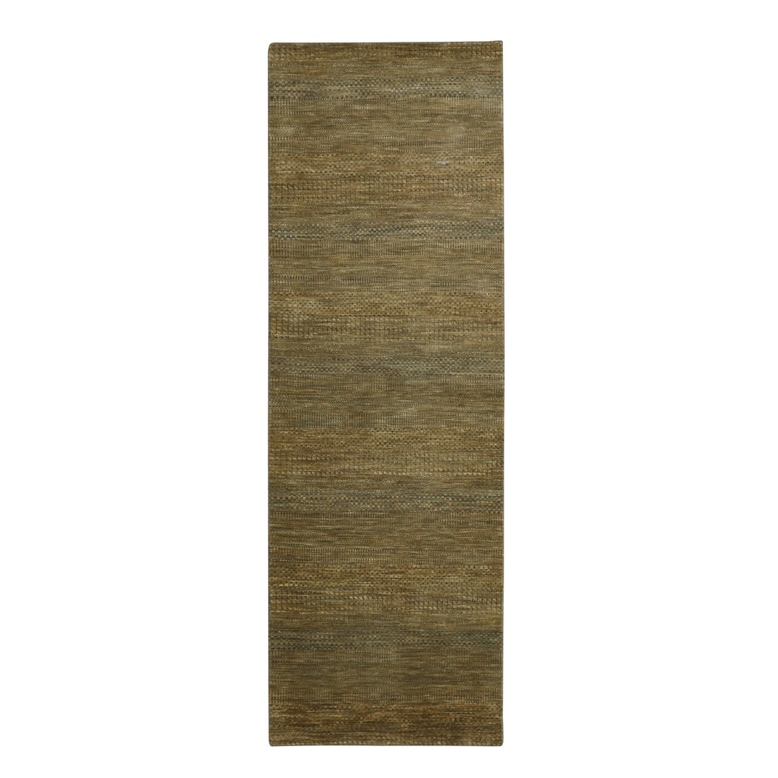 2'8"x8' Almond Brown Hand Knotted Grass Design Wool and Silk Runner Rug: 2'8"x8' Almond Brown Hand Knotted Grass Design Wool and Silk Runner Rug This stunning 2'8"x8' Almond Brown Hand Knotted Grass Design Wool and Silk Runner Rug boasts a unique blend of wool and silk fib