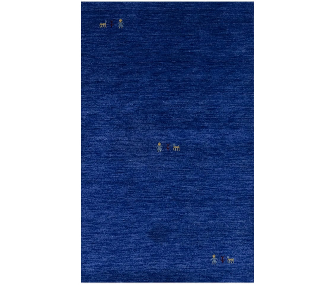 Small Gabbeh Modern Rug Tribal Style Wool Carpet Entryway & Home Decor 3X5 Ft Hand-Knotted: Small Gabbeh Modern Rug Tribal Style Wool Carpet Entryway & Home Decor 3X5 Ft Hand-Knotted Small Gabbeh Modern Rug Tribal Style Wool Carpet 3X5 Ft Hand-Loomed with a Royal Blue Color and High Pile Hei