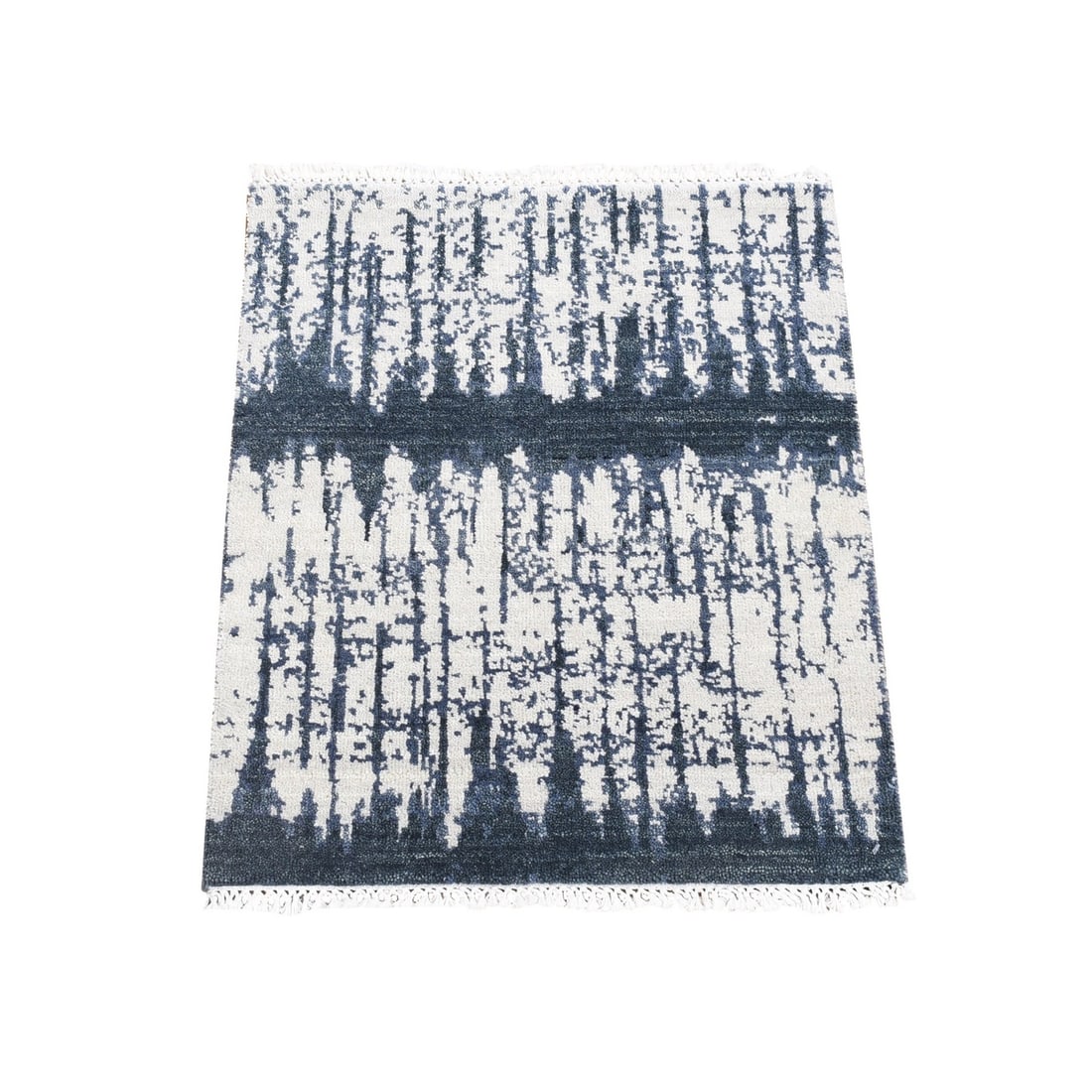 2'x2'4" Ivory Wool Cardiac Design Modern Hand Knotted Squarish Mat Rug: 2'x2'4" Ivory Wool Cardiac Design Modern Hand Knotted Squarish Mat Rug This 2'x2'4" ivory wool mat rug boasts a unique squarish design, adding a touch of modern elegance to any indoor space. Made from