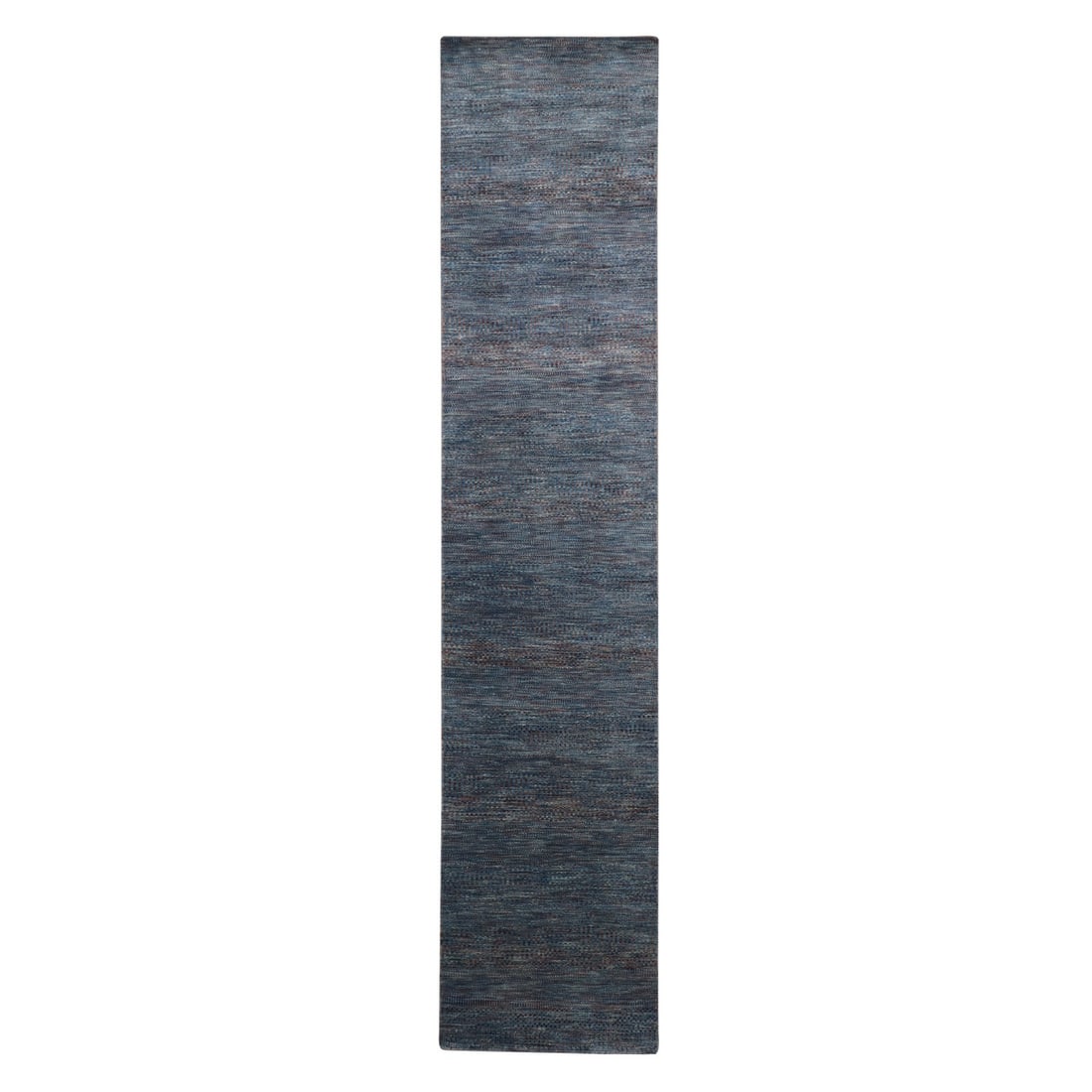 2'7"x12'3" Denim Blue Grass Design Wool and Silk Hand Knotted Runner Rug: 2'7"x12'3" Denim Blue Grass Design Wool and Silk Hand Knotted Runner Rug Blue Denim Grass Design Wool and Silk Hand Knotted Runner Rug measures 2'7" x 12'3" and features a unique hand-knotted design w