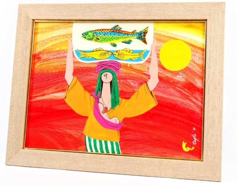 Ernesto R. Tagle 1991 Original Acrylic Painting "Fish Vendor" P12 Filipino Frame (1 of 10)