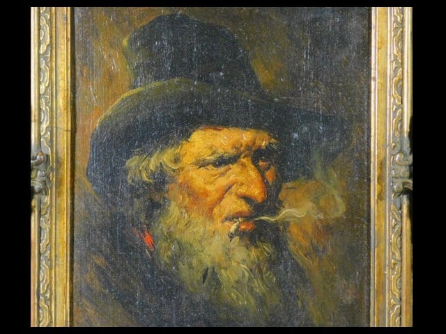 Romana Arregui Oil Painting Portrait Man Smoking on Panel Framed F2 Spain (1 of 10)