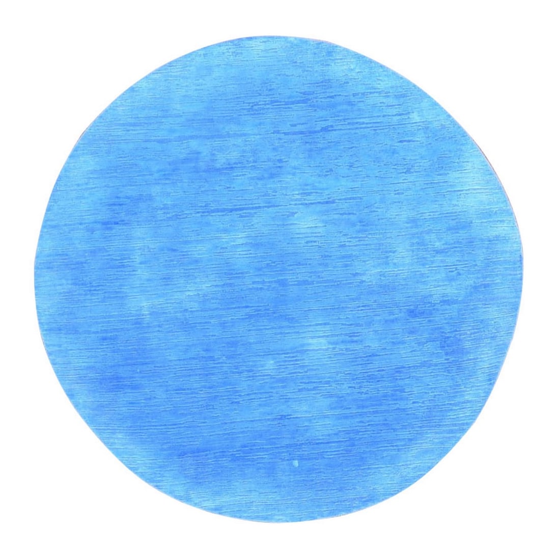 Blue Overdyed Stripe Design Wool Hand Knotted Round Rug 6'1" 6'1: Blue Overdyed Stripe Design Wool Hand Knotted Round Rug 6'1" 6'1 Blue Overdyed Stripe Design Wool Hand Knotted Round Rug 6'1" x 6'1" boasts a unique, modern aesthetic with a striking blue overdyed str