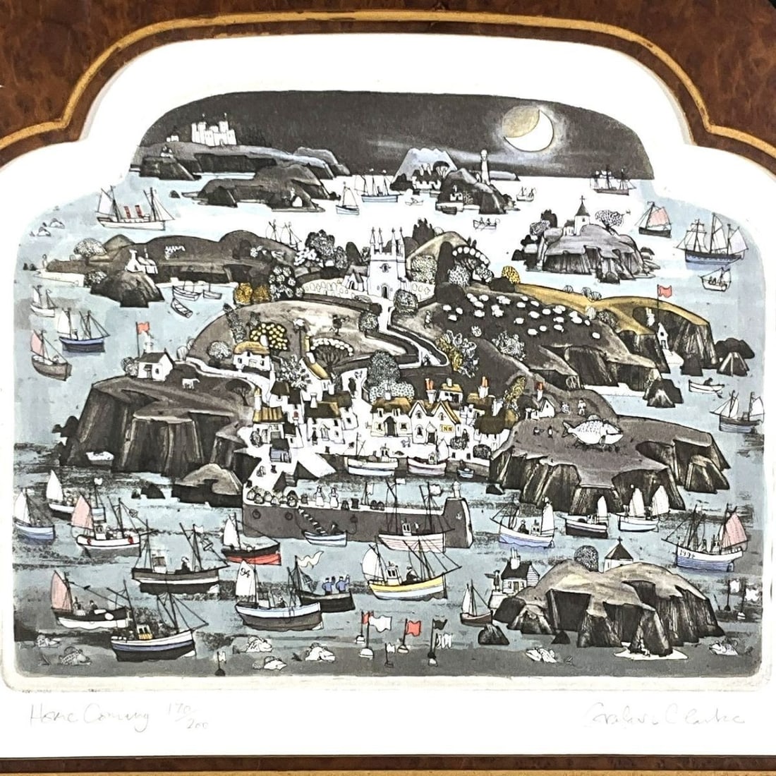 Home Coming Signed Graham Clarke British Village Art Etching Harbor (1 of 10)