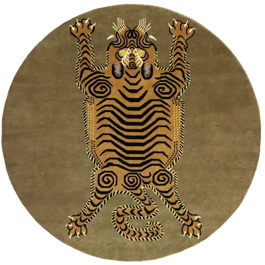 8X8 Nepali Round Pictorial Rug Oriental Dining Room Bedroom Decor Carpet Hand-Knotted: 8X8 Nepali Round Pictorial Rug Oriental Dining Room Bedroom Decor Carpet Hand-Knotted Hand-knotted in wool with a thick, plush pile, this 8'0" x 8'0" Nepali round pictorial rug boasts a vibrant, moder