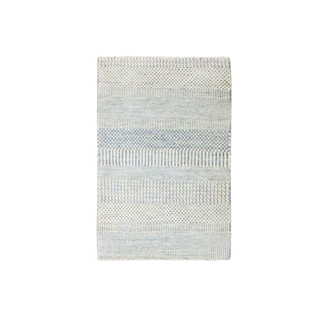 Light Blue Hand Knotted Wool Silk Modern Grass Design Mat Rug: Light Blue Hand Knotted Wool Silk Modern Grass Design Mat Rug Light Blue Hand Knotted Wool Silk Modern Grass Design Mat Rug features a stunning blue field with a subtle, modern grass design. Made from