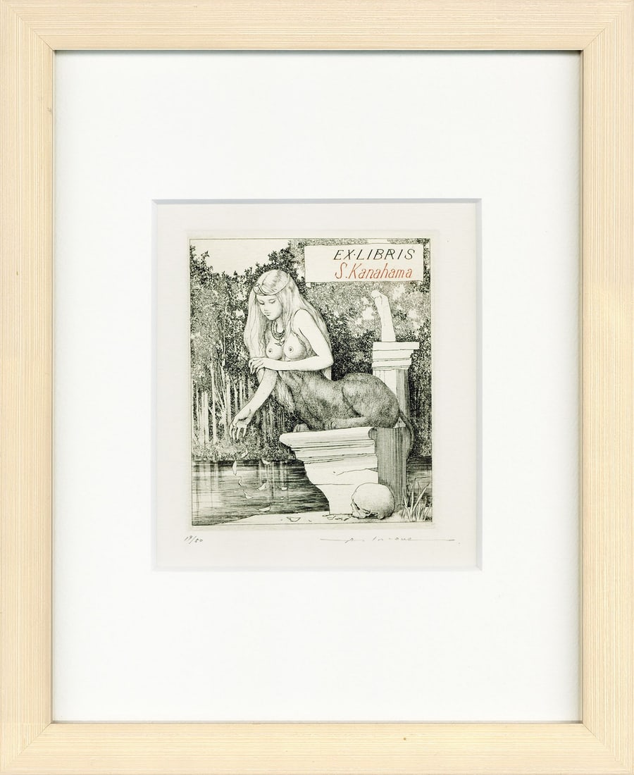 Sphinx signed copperplate print 1994 by Alphonse Inoue Ltd water (1 of 8)