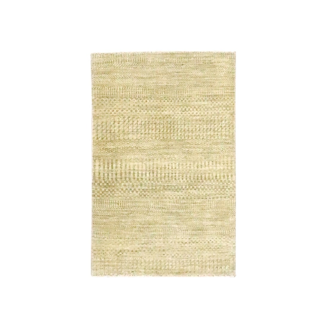 2'x3' Beige Modern Grass Design Hand Knotted Wool with Silk Sample Rug: 2'x3' Beige Modern Grass Design Hand Knotted Wool with Silk Sample Rug This hand-knotted wool rug features a modern beige grass design, measuring 2'0" x 3'0" in a rectangular field shape. Made from a 