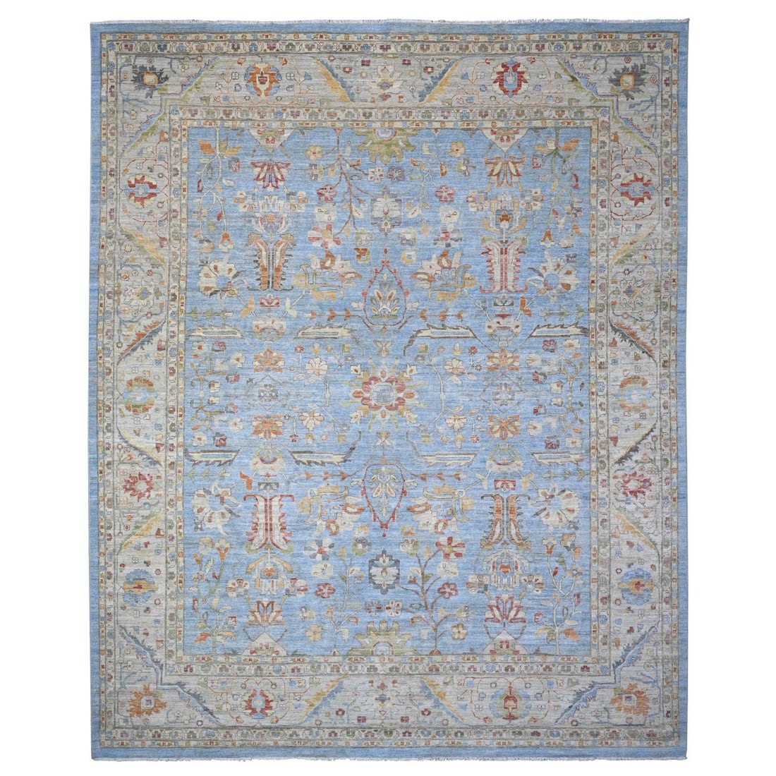 12'1"x14'6" Blue Fine Aryana Peshawar Heris Design XL Oriental Rug: 12'1"x14'6" Blue Fine Aryana Peshawar Heris Design XL Oriental Rug 12'1"x14'6" Blue Fine Aryana Peshawar Heris Design XL Oriental Rug is a stunning example of Afghan craftsmanship, boasting a rich blu