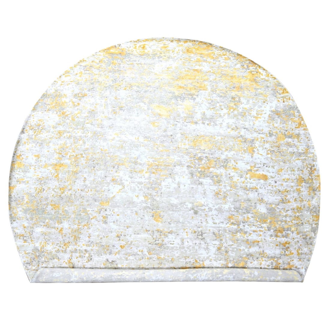 11'10"x11'10" Beige Abstract Design Wool and Silk Hand Knotted Round Rug: 11'10"x11'10" Beige Abstract Design Wool and Silk Hand Knotted Round Rug This stunning 11'10"x11'10" beige abstract design wool and silk hand knotted round rug boasts a unique and intricate pattern, p