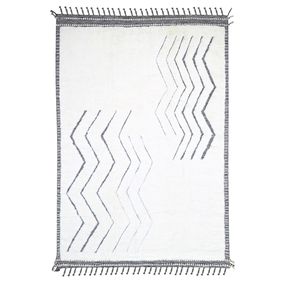 White Moroccan Weave Geometric Design Hand Knotted Rug 9'2"x12'1: White Moroccan Weave Geometric Design Hand Knotted Rug 9'2"x12'1 100% wool, ivory-colored Moroccan weave geometric design hand knotted rug with a unique 9'2"x12'1" size. This traditional Moroccan desi