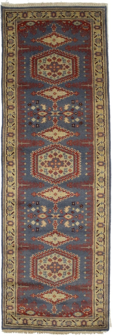 2'7 X 7'11 Handmade Indo-Viss Oriental Runner Rug Tribal Design Hallway 3X8 Ft Hand-Knotted: 2'7 X 7'11 Handmade Indo-Viss Oriental Runner Rug Tribal Design Hallway 3X8 Ft Hand-Knotted Hand-knotted with 110 knots per square inch, this 2'7 x 7'11 handmade Indo-Viss Oriental runner rug boasts a