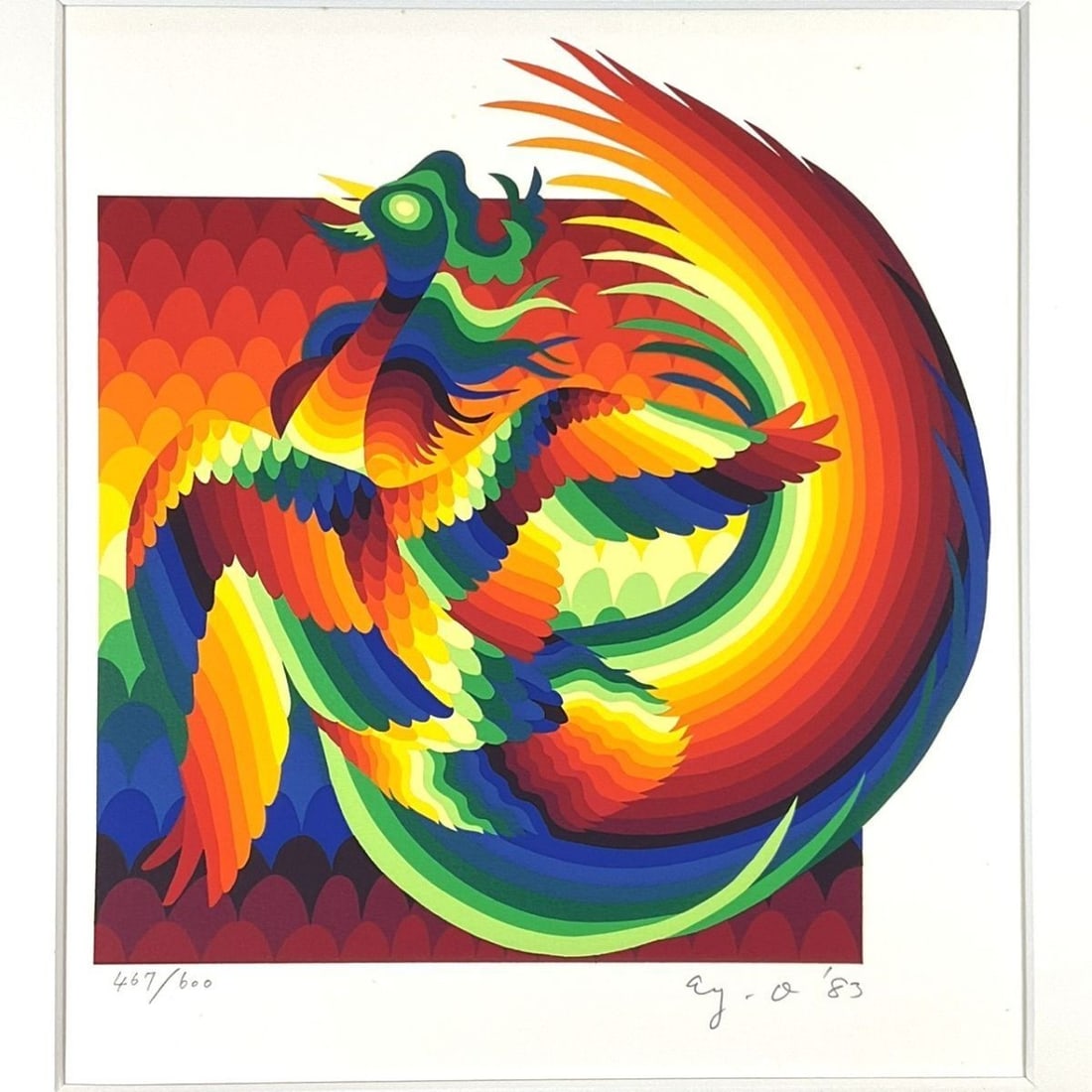Ay-O Rainbow Phoenix Silkscreen 1983 Signed Japanese Fluxus Pop Art Print: Ay-O Rainbow Phoenix Silkscreen 1983 Signed Japanese Fluxus Pop Art Print Item Specifics: Artist: Ay-O Signed By: Ay-O Image Orientation: Portrait Signed: Yes Size: Medium Material: Paper Original/Lic