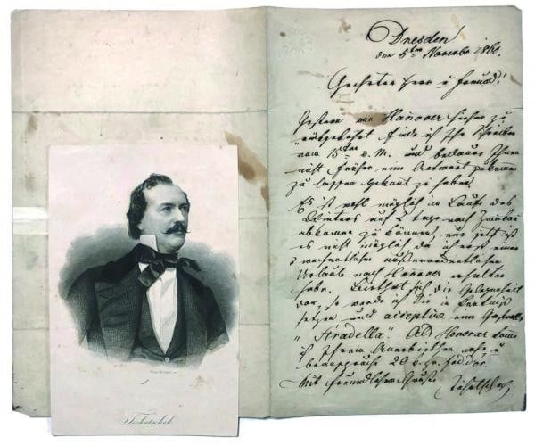 Aloys Tichatschek Josef Tenor Portrait Bohemian 1860 Autograph Letter Print (1 of 1)