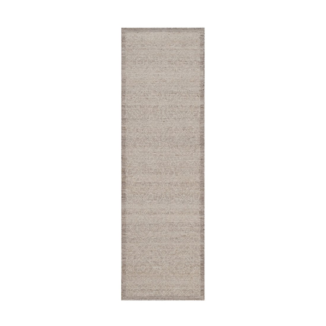 Beaver Brown Hand Knotted Modern Design Textured Wool Runner Rug 2'6"x8'2: Beaver Brown Hand Knotted Modern Design Textured Wool Runner Rug 2'6"x8'2 Modern design meets natural texture in this hand-knotted Beaver Brown wool runner rug, featuring a solid brown field with a su