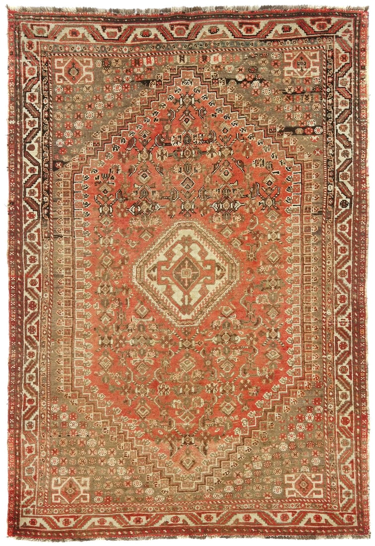 Semi-Antique Handmade Tribal Design Oriental Rug Muted Entryway Carpet 5X8 Ft Hand-Knotted: Semi-Antique Handmade Tribal Design Oriental Rug Muted Entryway Carpet 5X8 Ft Hand-Knotted This stunning 5x8 ft hand-knotted oriental rug boasts a unique tribal design in muted colors, creating a warm