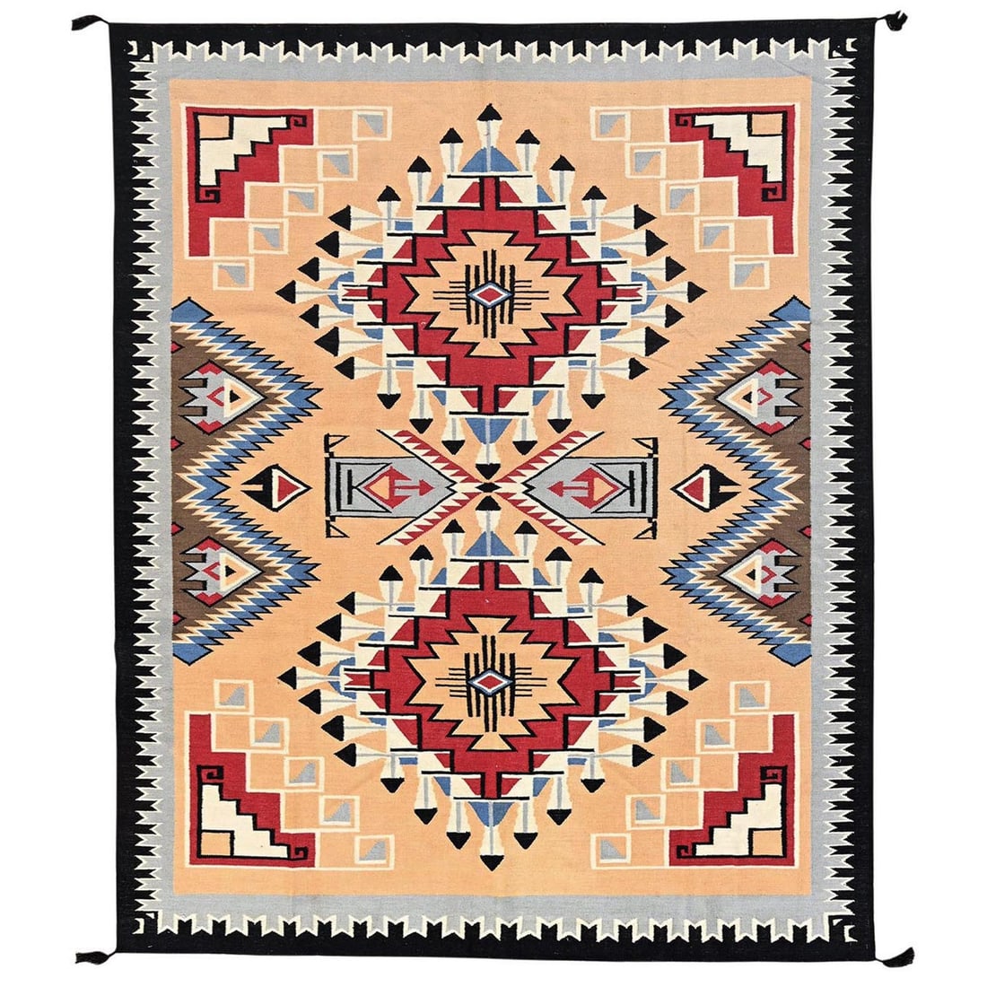 8'1"x10'3" Peach American Geometric Design Rug Flat Weave Hand Woven Wool (1 of 6)