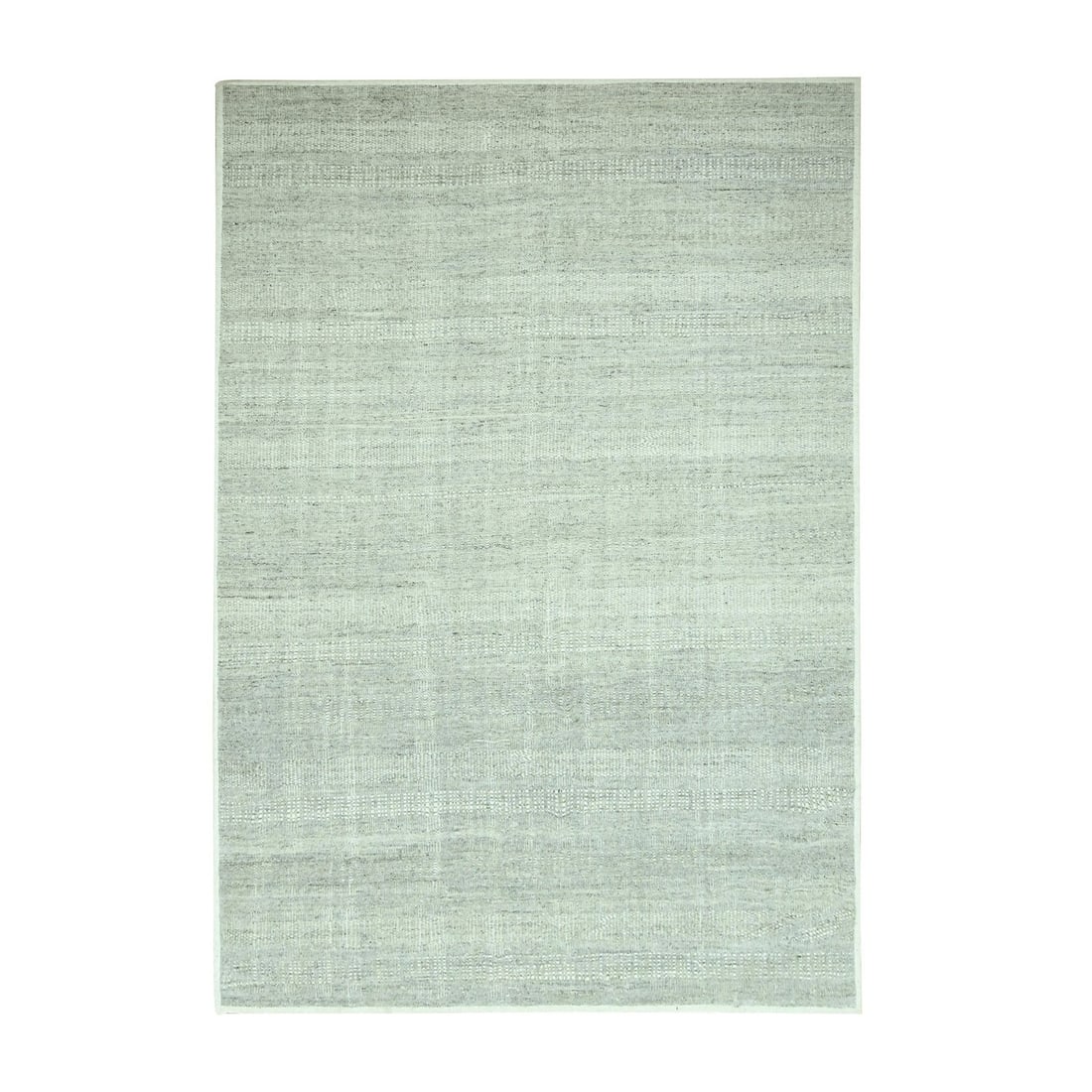 Oriental 6'1" Hand Knotted Gray Wool Rug with Oxidized Grass Design: Oriental 6'1" Hand Knotted Gray Wool Rug with Oxidized Grass Design Hand-knotted in soft gray wool, this 6'1" x 9'0" Oriental-style rug boasts a striking oxidized grass design, adding a touch of moder