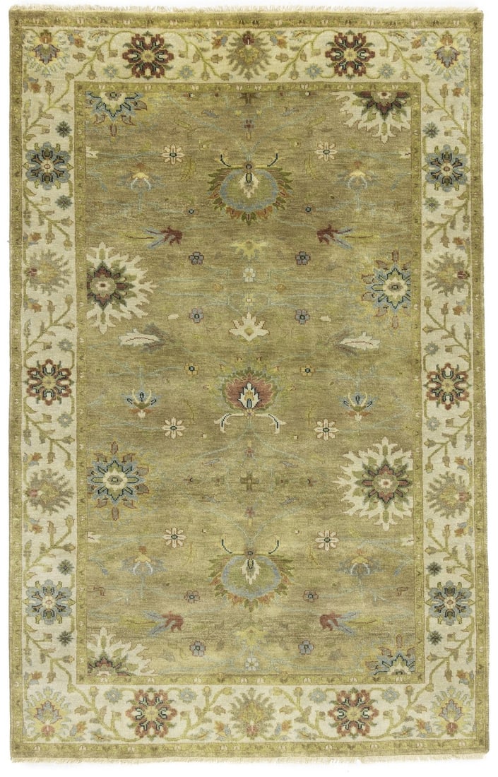 5'0 X 7'10 Floral Osh Chobi Rug Traditional Handspun Wool Oriental Carpet Hand-Knotted: 5'0 X 7'10 Floral Osh Chobi Rug Traditional Handspun Wool Oriental Carpet Hand-Knotted Hand-Knotted Wool Floral Osh Chobi Rug: This traditional, handspun wool Oriental carpet features a stunning flora