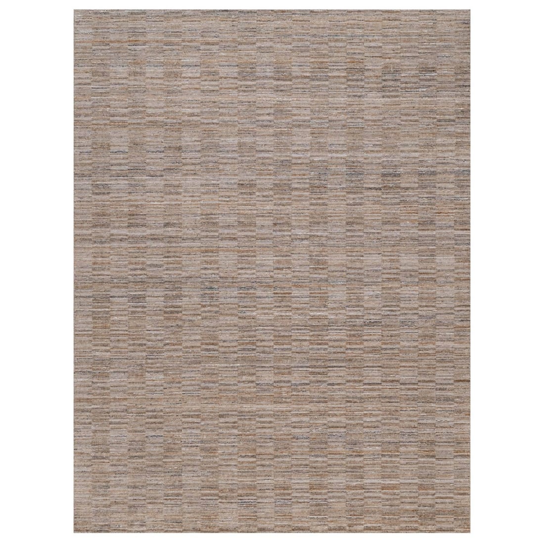 9'2"x12'1" Beaver Brown Hand Loomed Modern Grid Pattern Pure Wool Rug (1 of 11)